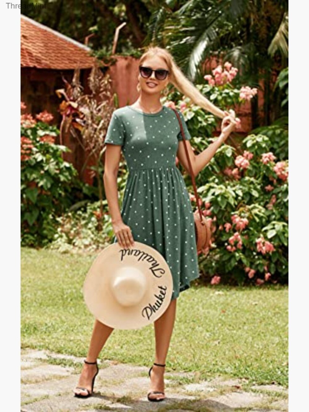 Women's Midi Knee Dress Short Sleeve Pocket Teacher Work Casual - Picture 3 of 6